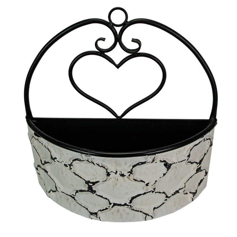 Large & Small Galvanized Metal Rustic White Wall Pocket Planters Heart Set /2 image number 2