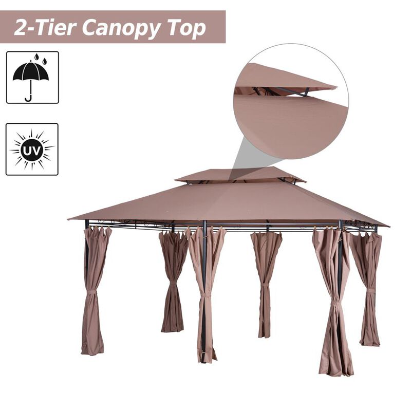 Hivvago 10' x 13' Patio Gazebo with Curtains and Vented Roof image number 3