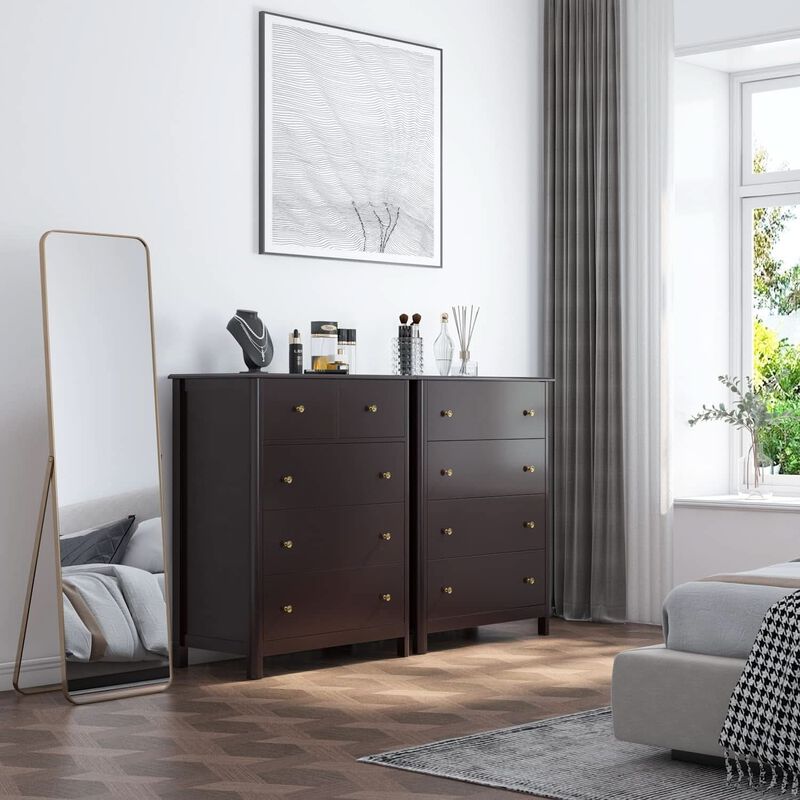 ShipItFurniture Dark Brown Modern 5-Drawer Chest of Drawers for Bedroom image number 3