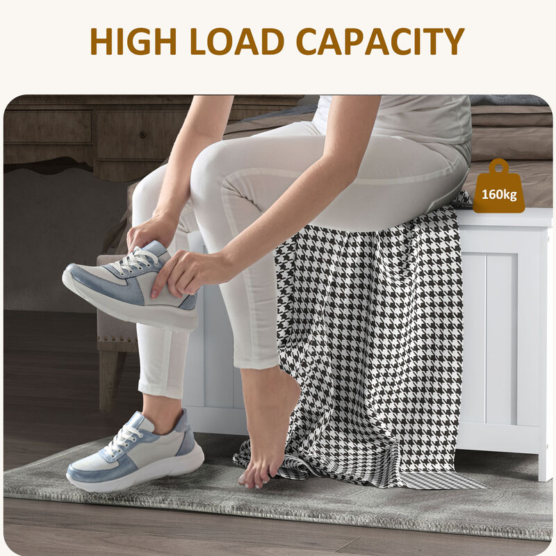 HOMCOM Storage Chest with 2 Safety Hinges, Wooden Toy Box for Living Room