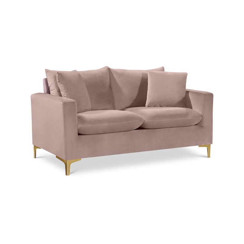 Meridian Furniture Naomi Pink Velvet Loveseat