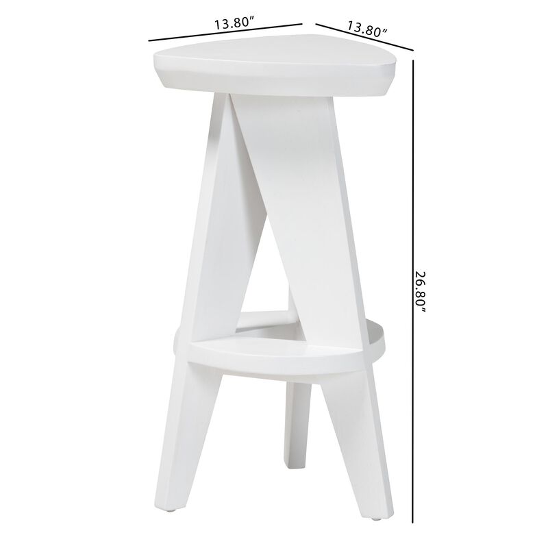 bali & pari Roy Wood Counter Stool - Sculptural Backless Accent Stool with Geometric Base and Integrated Footrest image number 7