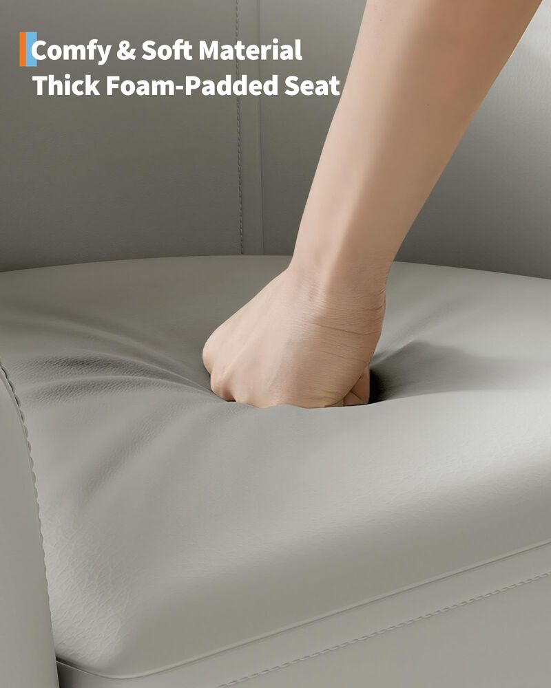 Faux Leather Sofa Accent Chair for Living Room Bedroom Reading Room, Outdoor Relax, Grey image number 3