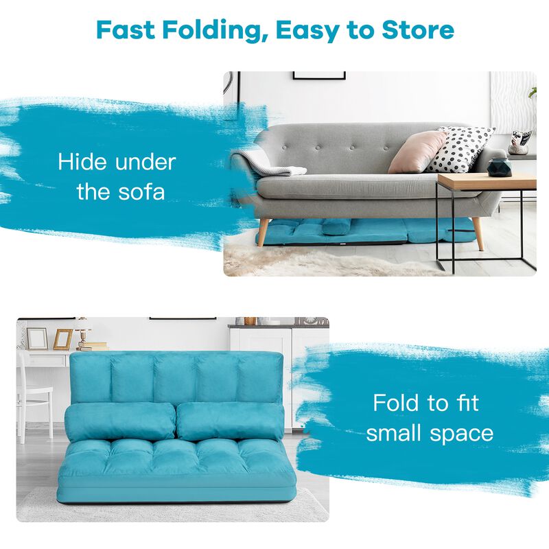 6-Position Foldable Floor Sofa Bed with Detachable Cloth Cover