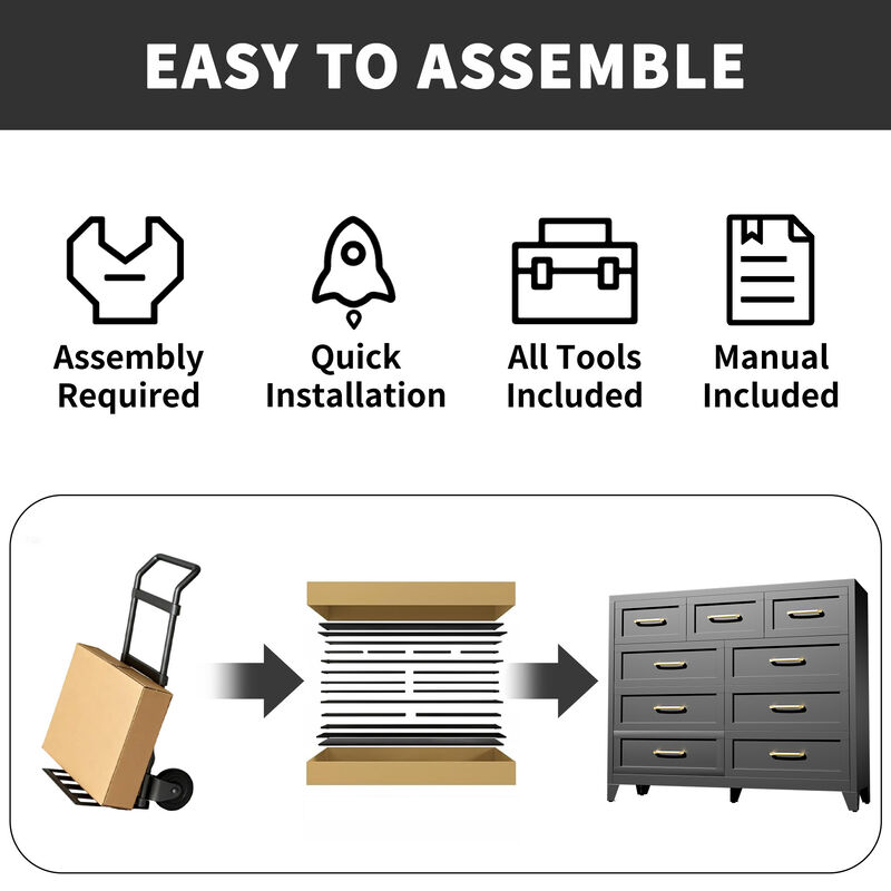 Kankes  9-Drawer Metal Dresser image number 4
