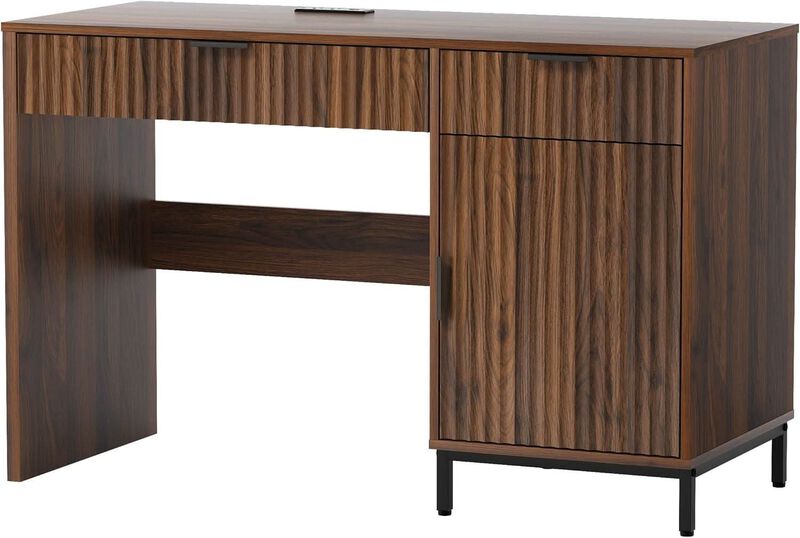 ShipItFurniture Brown 47-Inch Fluted Executive Desk Charging Station image number 0