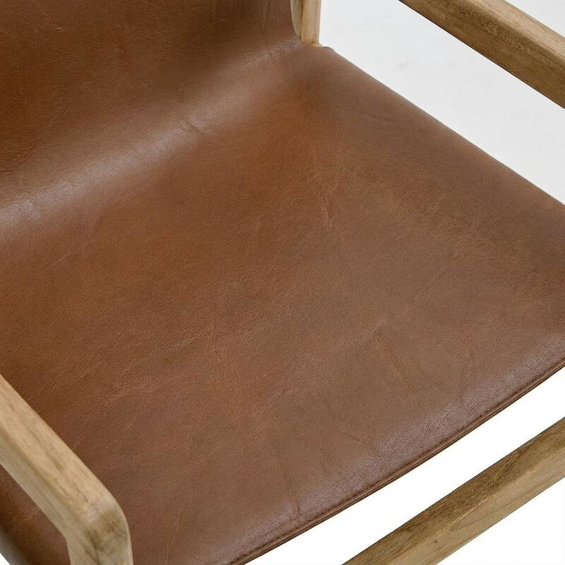 Leather Dining Accent Chair with Armrests, Chestnut Tan image number 5