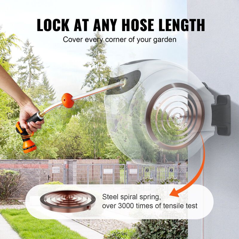Solgro 65'x5/8" 180&deg; Swivel Wall-Mounted Retractable Hose Reel image number 8