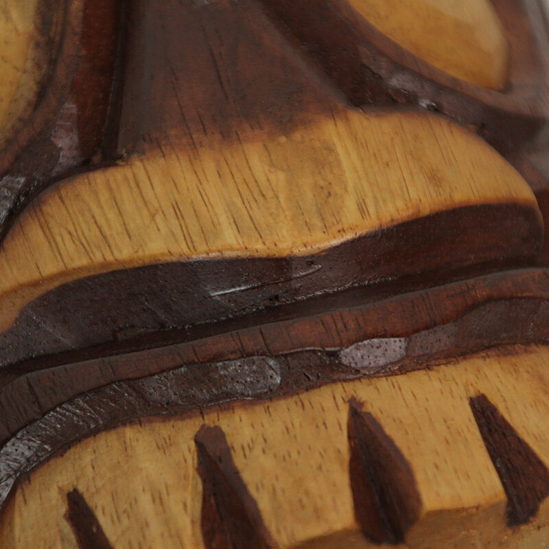 Carved Natural Stained Wood Polynesian Style Tiki Wall Hanging Masks 20 inch image number 3