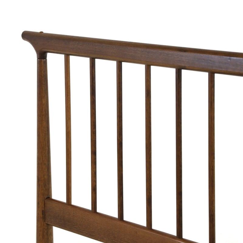 Hivvago King Size Hardwood Mid Century Platform Bed Frame with Headboard in Walnut