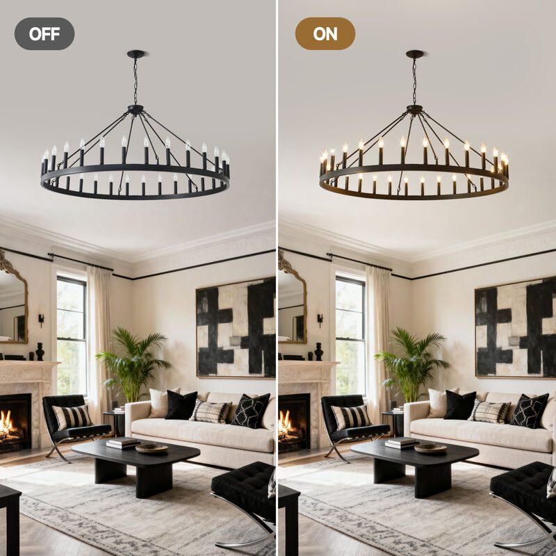 ELEMENT ACE Vintage Industrial Farmhouse Wagon Wheel Chandelier Adjustable Height Hanging Light Fixture for Dining Room Kitchen Island Living Room Bar image number 8