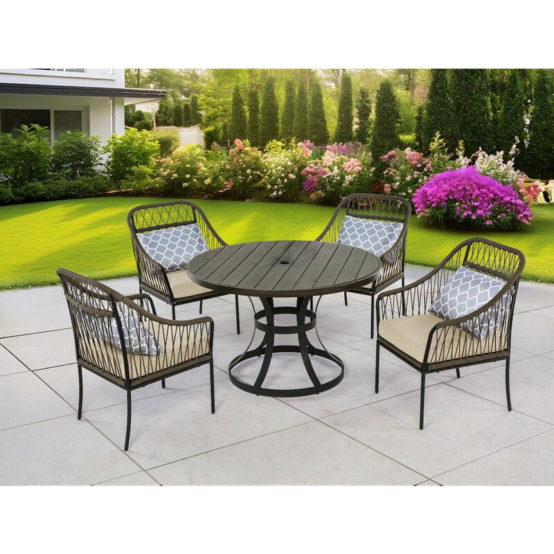 Best Quality Furniture 5pc patio dining set in gray with cushioned seats
