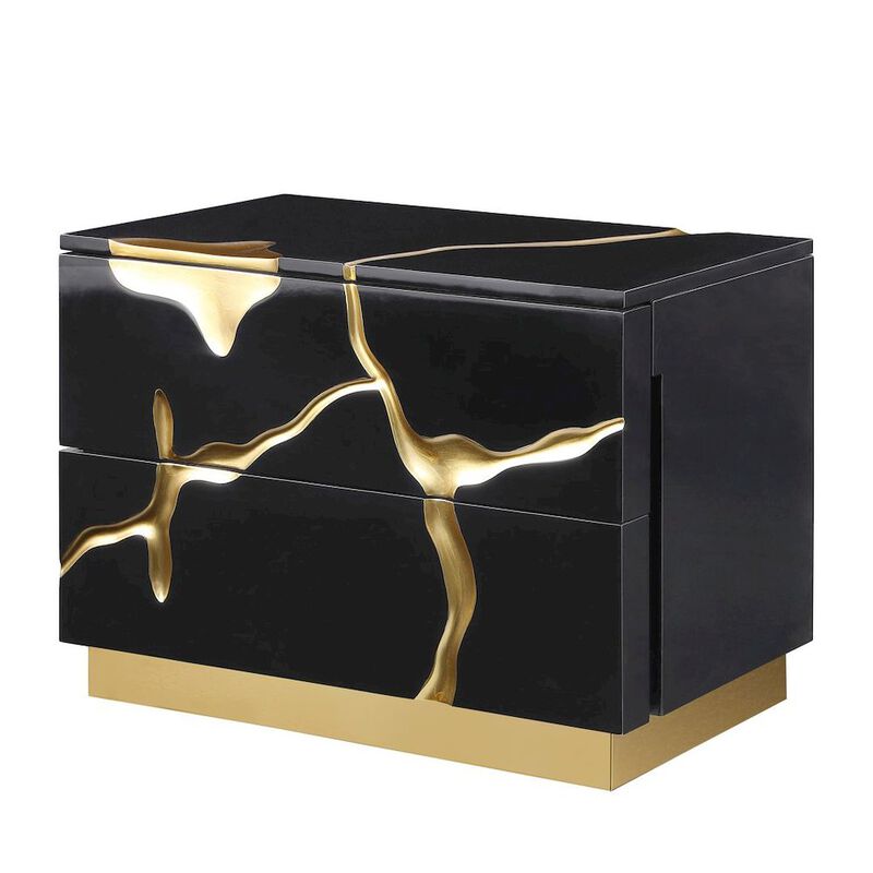 Best Master Furniture Trevello High-Gloss Lacquered Left Nightstand, Gold Accents (White) image number 0