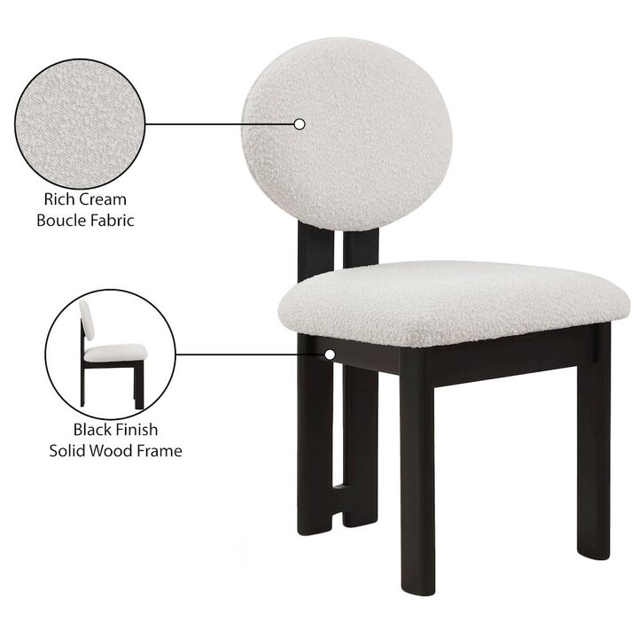 Meridian Furniture Napa Cream Boucle Fabric Dining Chair, Set of 2