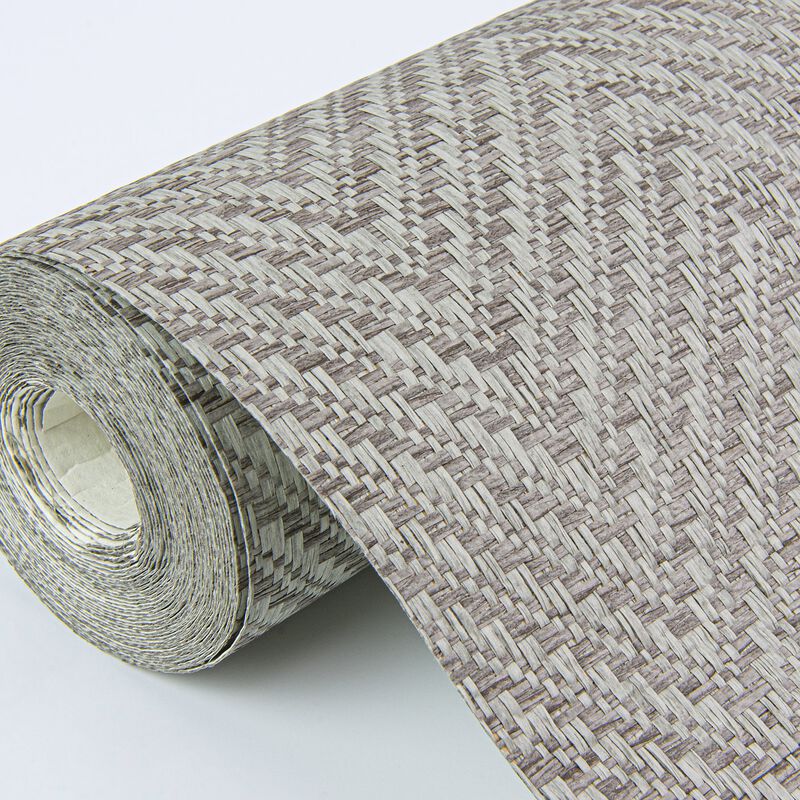 Madoka Dark Grey Paper Weave Grasscloth Wallpaper (Double Roll) image number 5