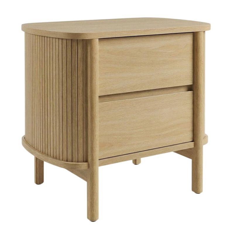 Nightstand with Modern Design and Compact Storage in Brown Finish image number 0