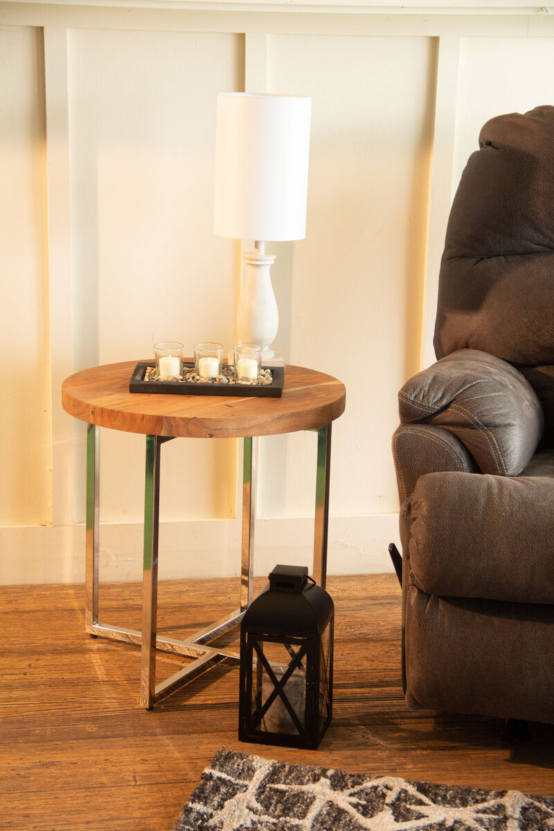 Modern Rustic Side Table with Open Shelf, Perfect for Living Room or Bedroom