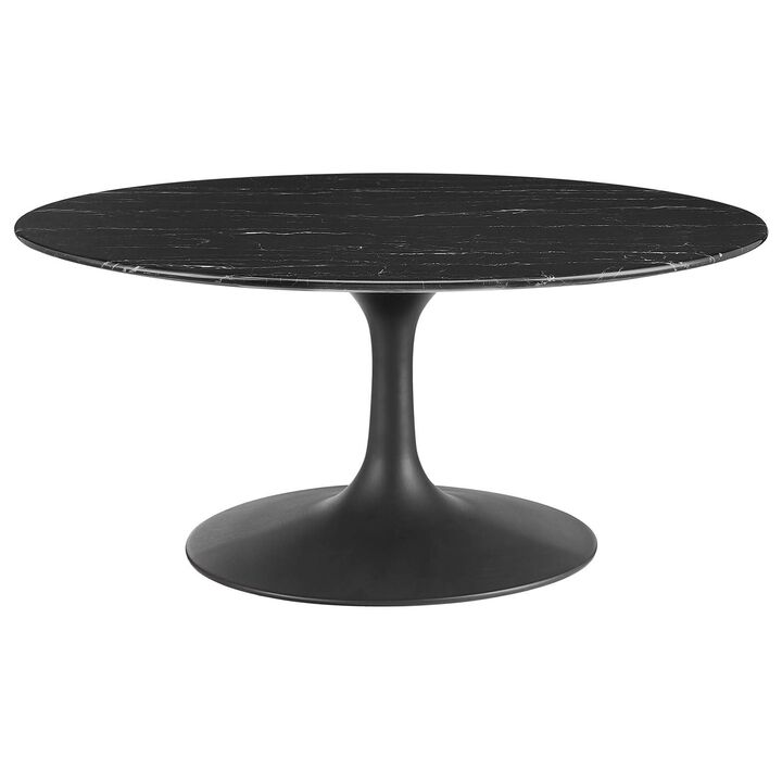 Modway Lippa Round Artificial Marble 36" Coffee Table, 35.5 x 35.5 x 15.5, Black Black