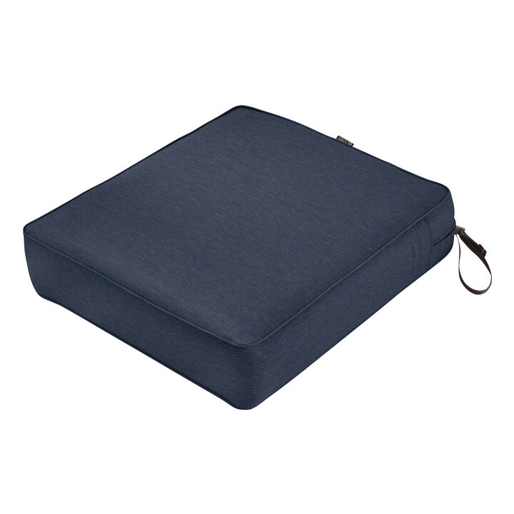 Classic Accessories Montlake FadeSafe Water-Resistant 25 x 27 x 5 Inch Outdoor Chair Cushion, Heather Indigo Blue, Outdoor Chair Cushions, Patio Chair Cushions, Patio Cushions