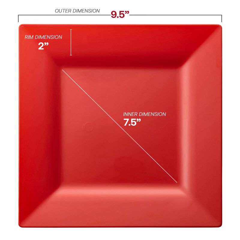 Red Square Plastic Plates Dinnerware Value Set (40 Sets) image number 2