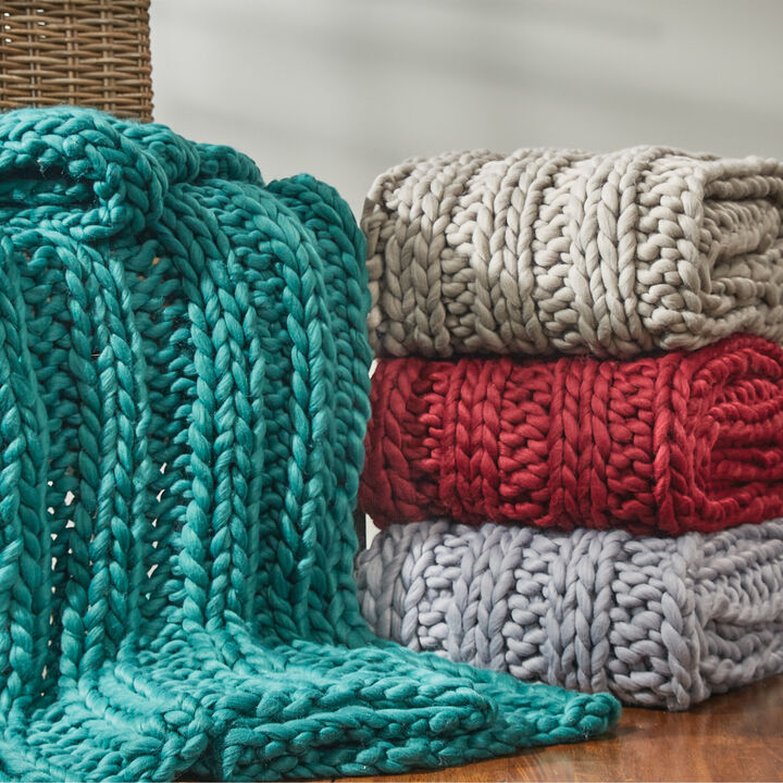 Park Designs White Chunky Knit Throw