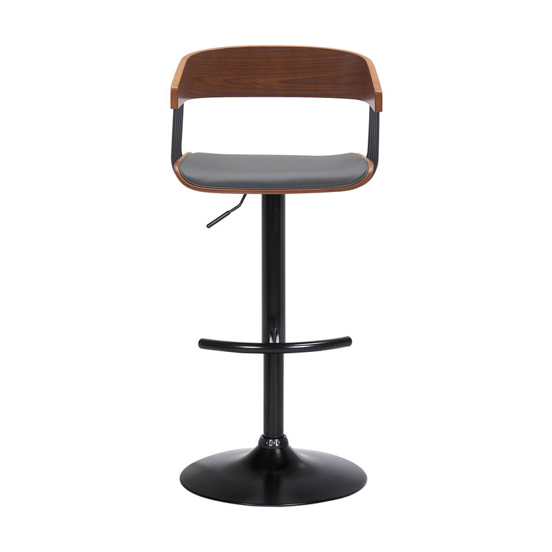 HomeRoots Faux Leather and Metal Adjustable Bar Stool with Full Back image number 0