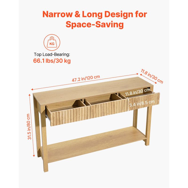 Farmhouse Entryway Console Table 47" with Drawer & Shelf Storage image number 2