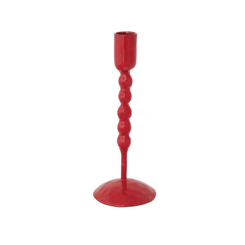 Red Enameled Iron Taper Holder image number 0