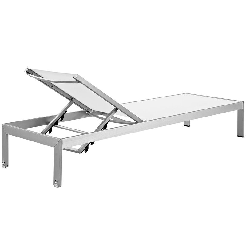 Silver White Shore Outdoor Patio Aluminum Chaise - Benzara image number 2
