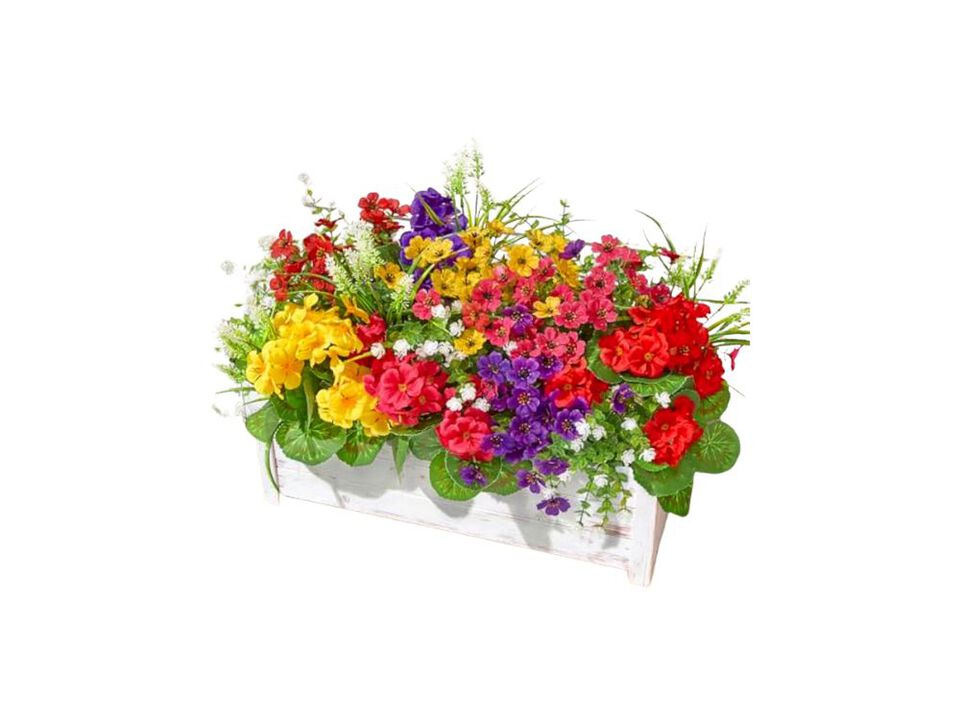 16 Bundles Artificial Flowers Outdoors UV Resistant Fake Outdoor Silk Faux Porch