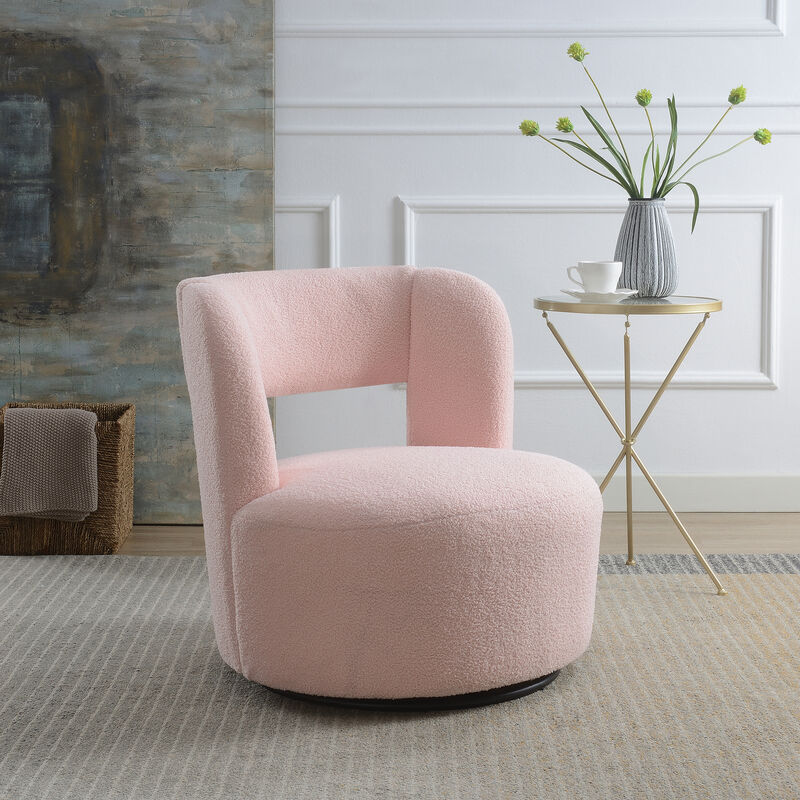 Merax Soft Teddy Fabric Swivel Barrel Chair