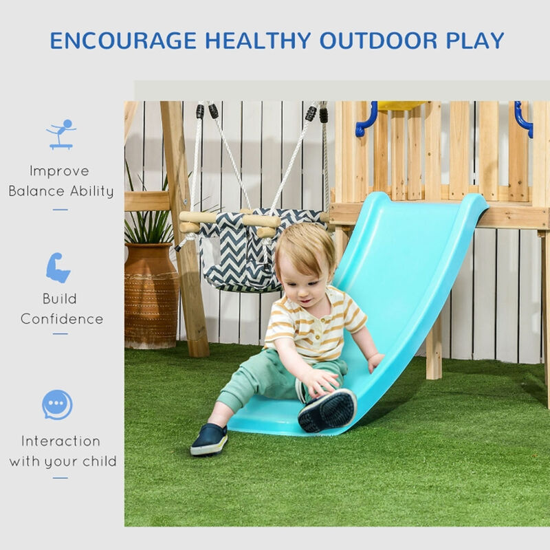 Wooden Swing Set with Toddler Slide Outdoor Playset for Kids with Swing and Climbing Features