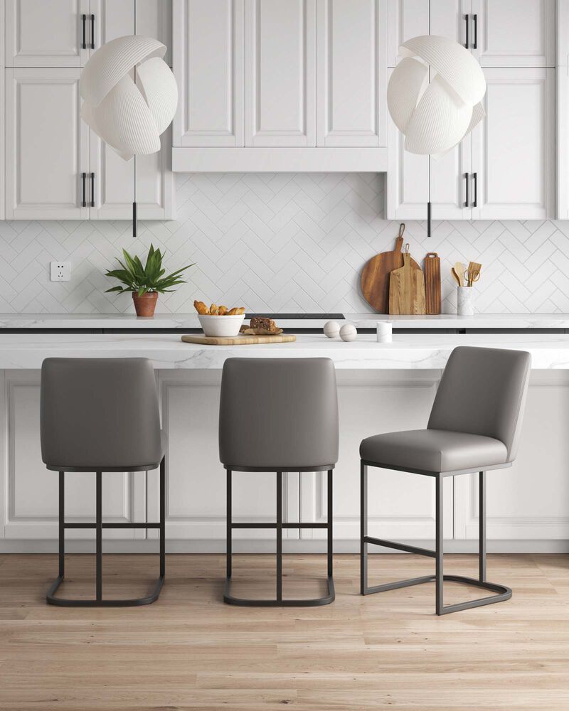 Serena Dark Gray Counter Stools (Set of 3)