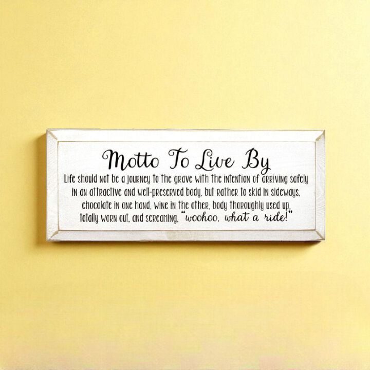 Rustic Wooden Sign Motto to Live By Chocolate and Wine Kitchen Decor
