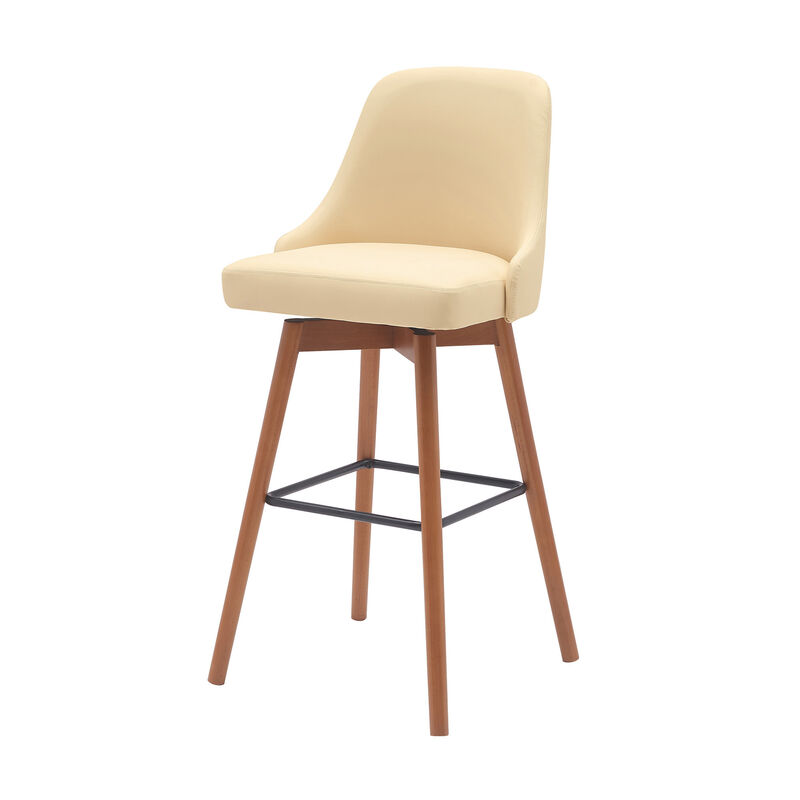 HomeRoots Solid Wood and Fabric Armless Swivel Bar Stool image number 4
