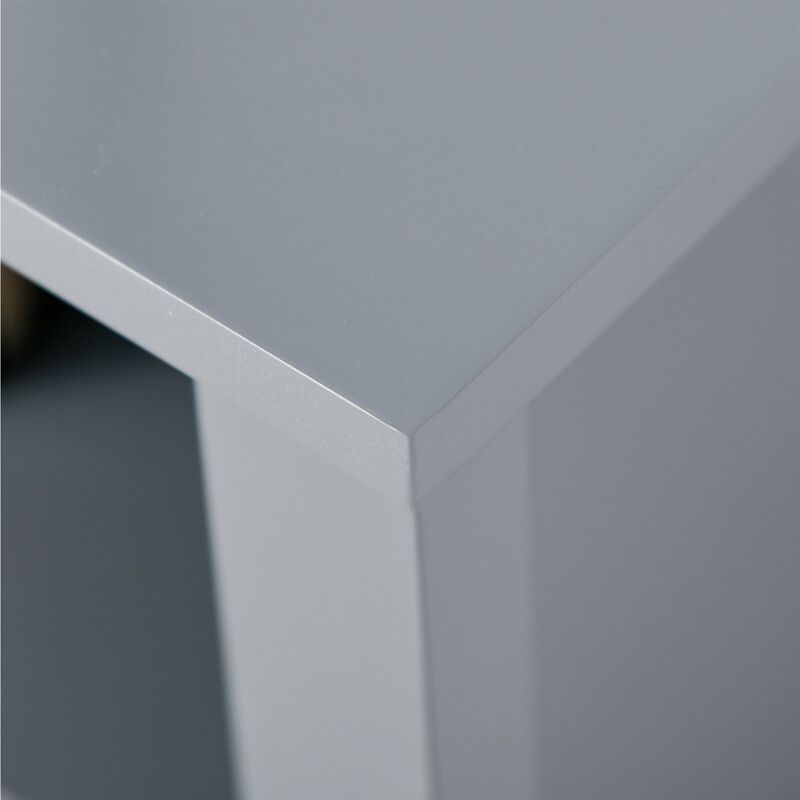 Hivvago Gray 2 Tier Shelf Hidden Storage Bathroom Floor Cabinet