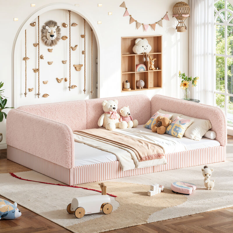 Vosang Teddy Boucl&eacute; Upholstered Kids Daybed Frame image number 1