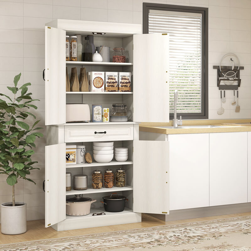 71" Farmhouse Freestanding Cupboard Storage Kitchen Food Pantry Cabinet, White