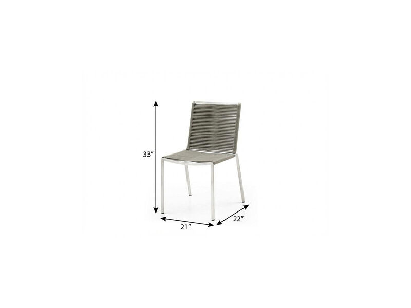 HomeRoots Set of Four Light Brown And Silver Woven Steel Outdoor Dining Chairs image number 3