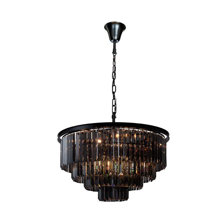 Modern 4-Tier Round Crystal Fringe Chandelier