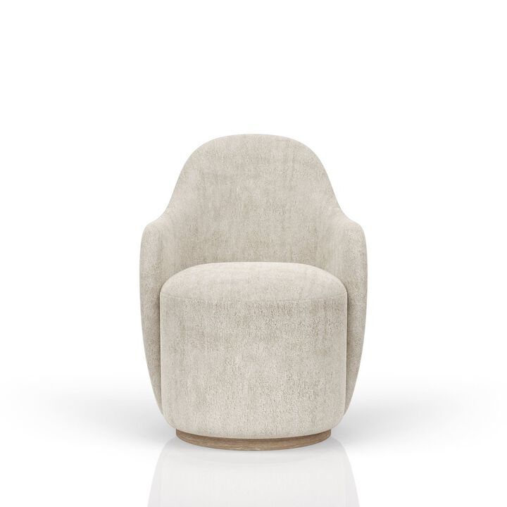 I Home Furnishings Elements Barrel Chair - Ivory In Cocoa Finish
