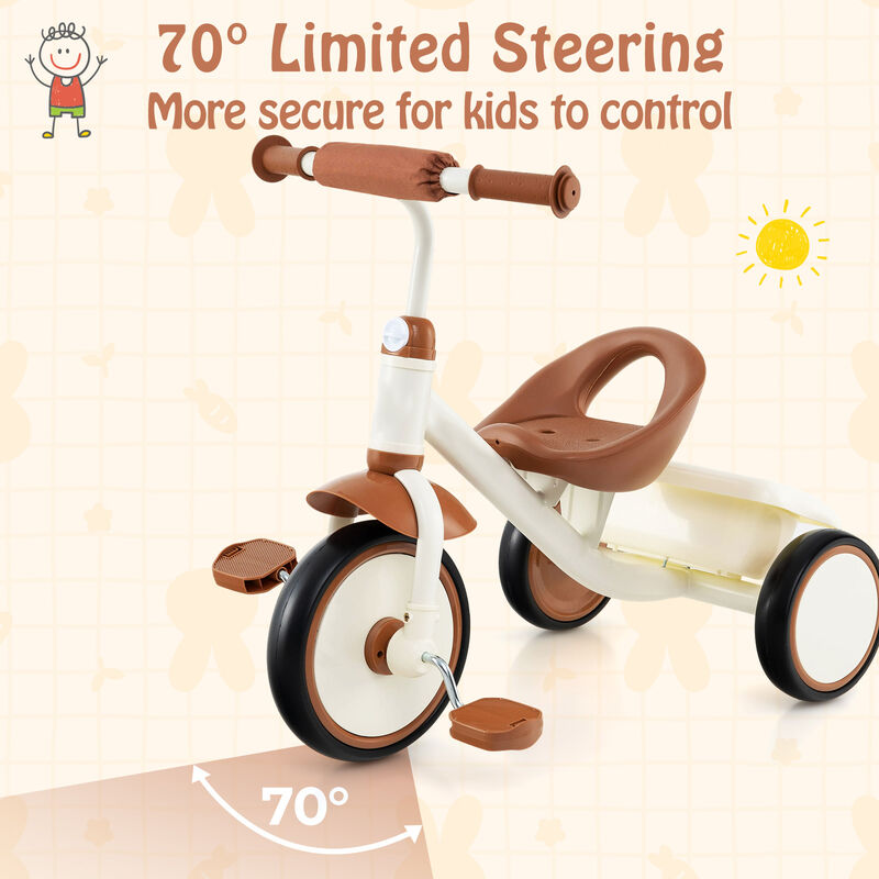Toddler 3-Wheel Tricycle with Adjustable Seat and Storage Basket for Kids image number 5