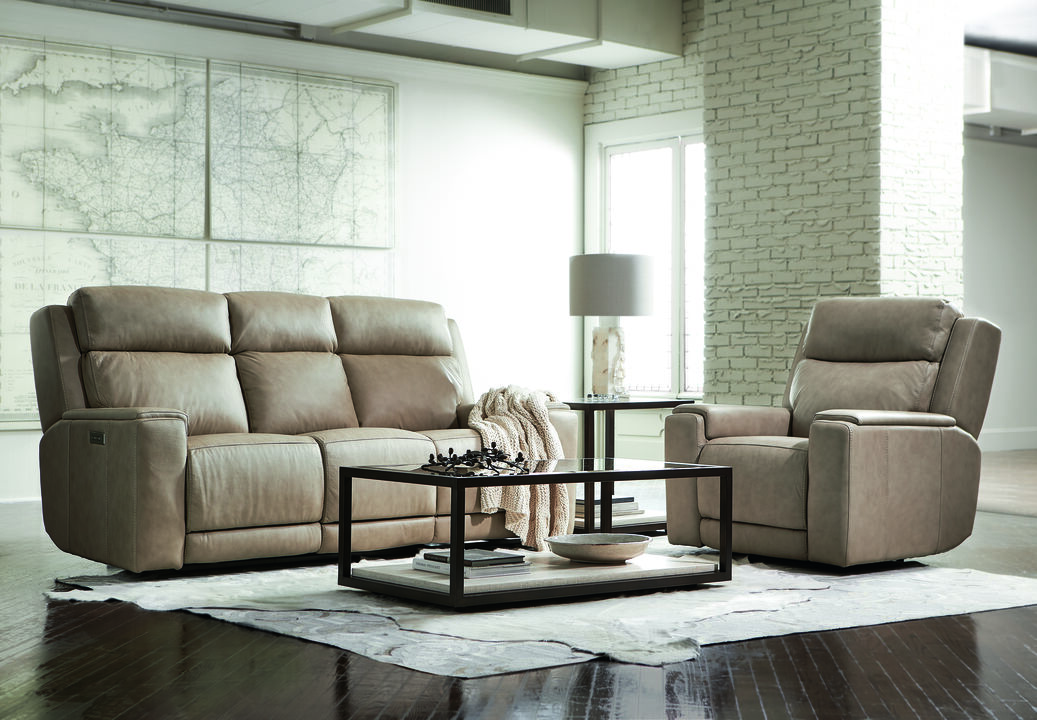 Emerson Taupe 2 Piece Living Set (sofa and recliner)