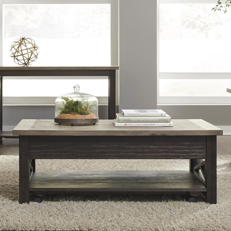 Liberty Furniture Heatherbrook Lift Top Cocktail Table in Charcoal image number 3