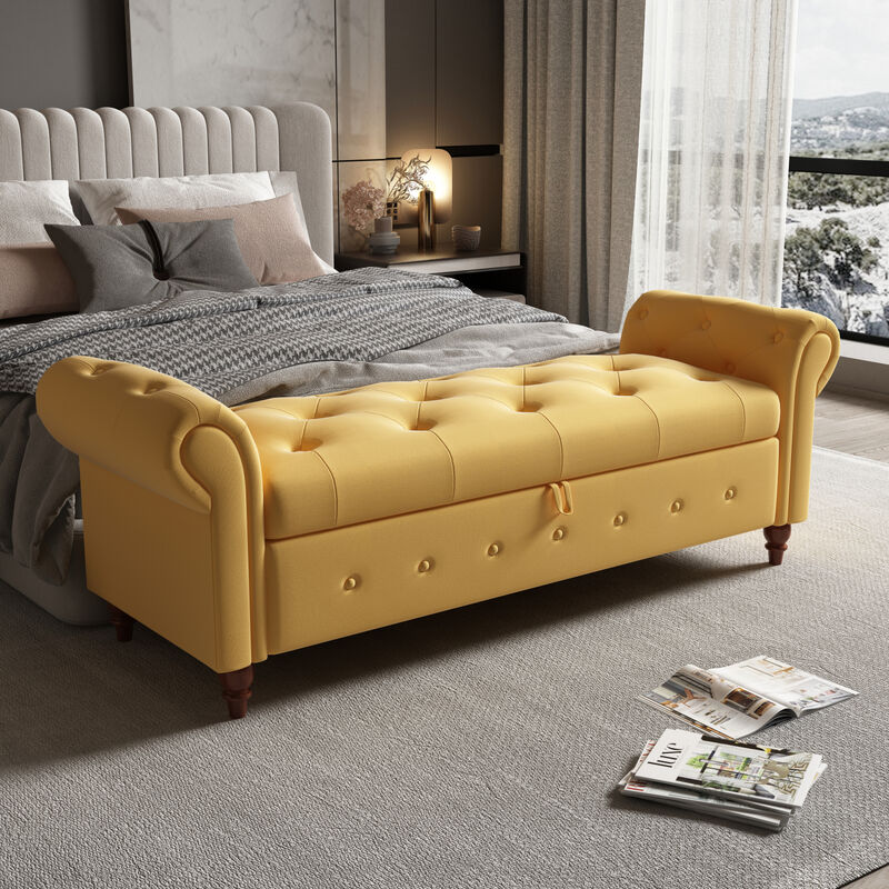 Streamdale 63'' Bed Bench Yellow Fabric image number 1