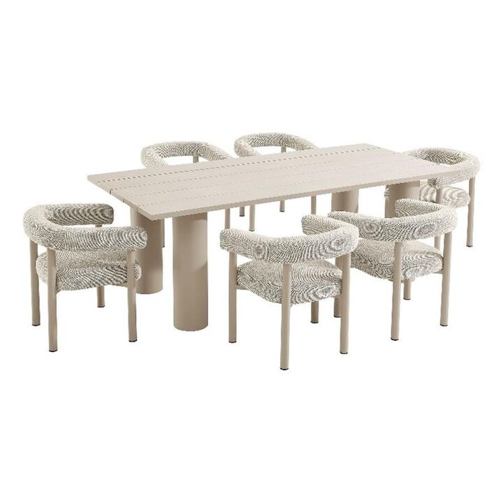 Modway EEI-7062-IVO-TAU Nautica 7-Piece Outdoor Rectangular Dining Set in Ivory Taupe