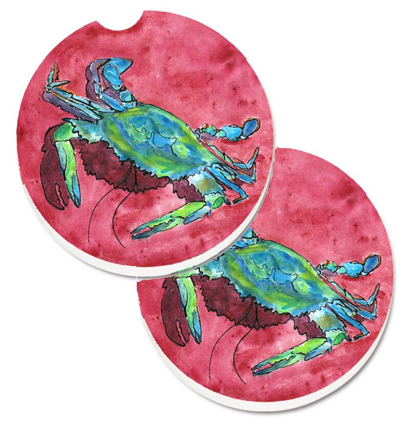 Caroline's Treasures Crab Set of 2 Cup Holder Car Coasters 8379CARC, 2.56, Multicolor