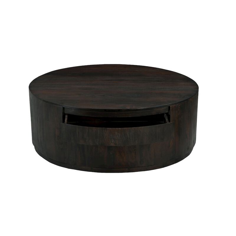 Flagstaff 48 Round Cocktail Table in Barista Brown with 2-Drawers
