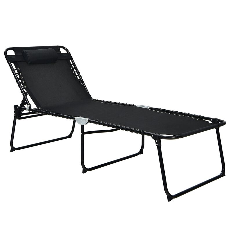 4 Position Folding Lounge Chaise with Adjustable Backrest and Footrest