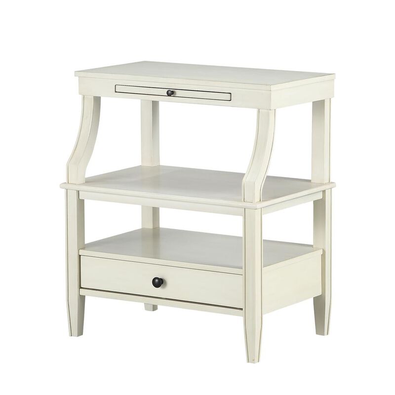 Comfort Pointe Newton Antique White Storage Nightstand